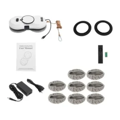 Vinduespudserrobot - Glasrengøringsrobot - Sugkraft 2800Pa - Fjernbetjening - EU-stik 220V, 72W - Vandtank 30 ml - Sikkerhedsline 4 m - Hvid Best