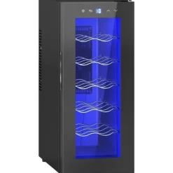 Vinkøler 12 flasker 30 L 8–18 °C, dobbelt termoelektrisk med glasdør og LED, touch, sort New