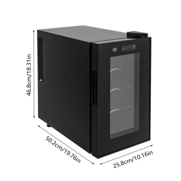 Vinkøleskabe>Vinkøleskab - Bordmodel - 8 flasker - 23 L - 8–18 °C intelligent temperaturstyring - Halvleder/Peltier-køling - LED-display - Fritstående - Sort