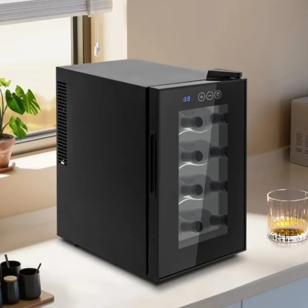 Vinkøleskabe>Vinkøleskab - Bordmodel - 8 flasker - 23 L - 8–18 °C intelligent temperaturstyring - Halvleder/Peltier-køling - LED-display - Fritstående - Sort