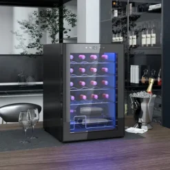 Vinkøleskab 20 flasker 53 L, 5–18 °C, kompressor, anti-UV glasdør, LED, sort