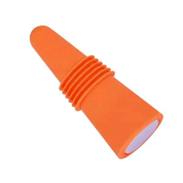 Vinprop i fødevarekvalitet, silikone i rustfrit stål, 6,1x2,35 cm, dekorativ, praktisk, genanvendelig, vinprop til dekoration, orange Clearance