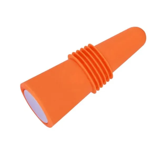 Vinprop i fødevarekvalitet, silikone i rustfrit stål, 6,1x2,35 cm, dekorativ, praktisk, genanvendelig, vinprop til dekoration, orange Clearance