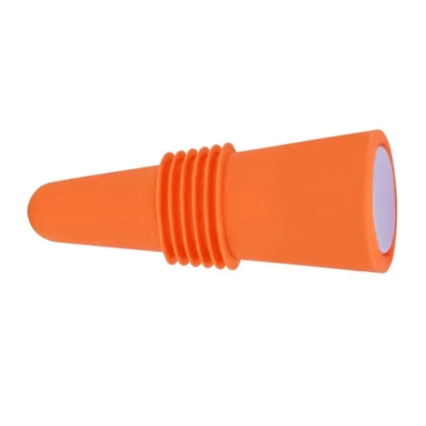 Vinprop i fødevarekvalitet, silikone i rustfrit stål, 6,1x2,35 cm, dekorativ, praktisk, genanvendelig, vinprop til dekoration, orange Clearance