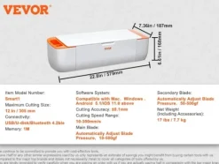 Vinylskæremaskine, 12 tommer maksimal skærestørrelse, Bluetooth-forbindelse,Hvid Orange Outlet