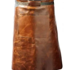 Vitello Læder Grillforklæde med Lomme 60 cm Lang Cognac Outlet