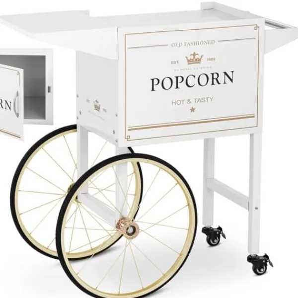 Vognbund til popcornmaskine med retro skab 51 x 37 cm - hvid og guld Clearance