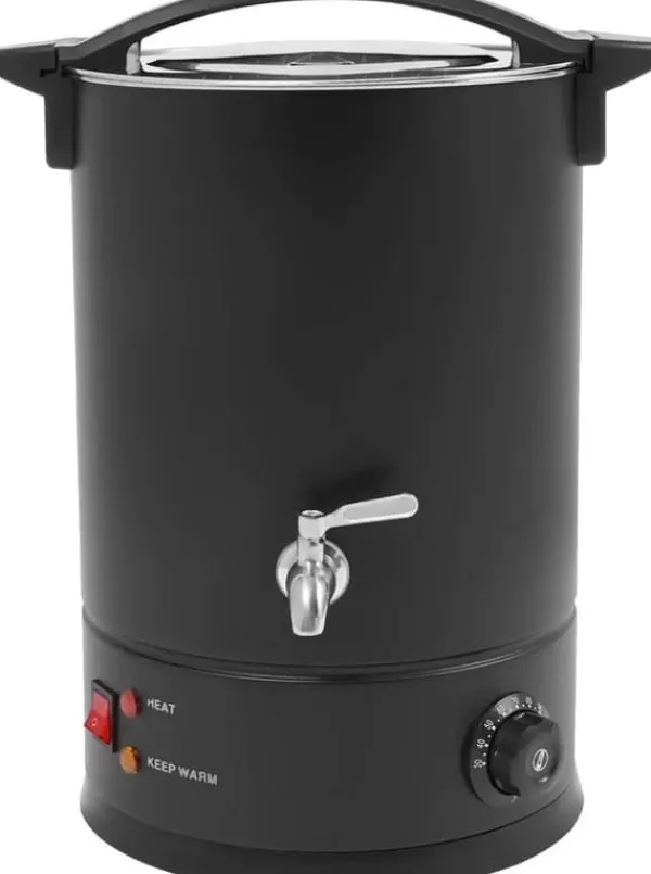 Vokssmelter til lysfremstilling - Elektrisk smeltegryde 12 l - 1800 W - SUS304 rustfrit stål - Justerbar 30–110°C - Spænding 220–240 V, 50 Hz - Sort | CDON Clearance