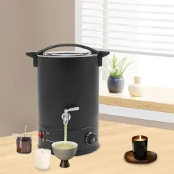 Vokssmelter til lysfremstilling - Elektrisk smeltegryde 12 l - 1800 W - SUS304 rustfrit stål - Justerbar 30–110°C - Spænding 220–240 V, 50 Hz - Sort | CDON Clearance