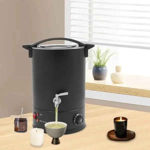 Vokssmelter til lysfremstilling - Elektrisk smeltegryde 12 l - 1800 W - SUS304 rustfrit stål - Justerbar 30–110°C - Spænding 220–240 V, 50 Hz - Sort | CDON Clearance