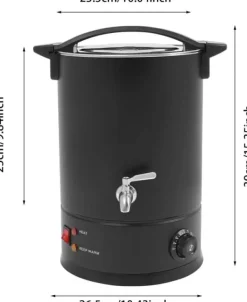 Vokssmelter til lysfremstilling - Elektrisk smeltegryde 12 l - 1800 W - SUS304 rustfrit stål - Justerbar 30–110°C - Spænding 220–240 V, 50 Hz - Sort | CDON Clearance