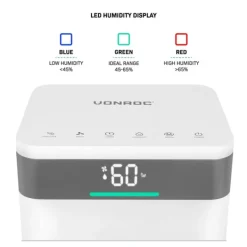 Vonroc Affugter 12L/dag | Til Rum op til 25 m² | Støjsvag & Kraftfuld | WiFi, Ionisator, Sølvionfilter, LED-display, Tørrefunktion & 2L Tank New