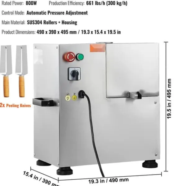 Juicepresser - Nyd Friskpresset Juice Derhjemme>800W elektrisk sukkerrørspresser med 661 LBS/H kapacitet, 4 ruller og stort 2,4" indløb. Effektiv og kraftfuld!