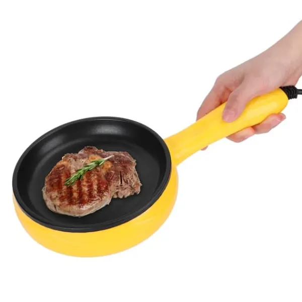 Elektriske Stegepander & Wokker>350W Mini Stegepande Non-Stick Steak Pandekage Æggepande med Træspatel EU Stik 220V