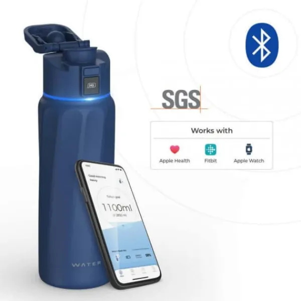 Beholdere Til Mad & Drikkevarer>WaterH BOOST Chug Lock smart vandflaske, 946 ml, blå