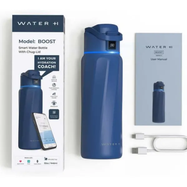 Beholdere Til Mad & Drikkevarer>WaterH BOOST Chug Lock smart vandflaske, 946 ml, blå