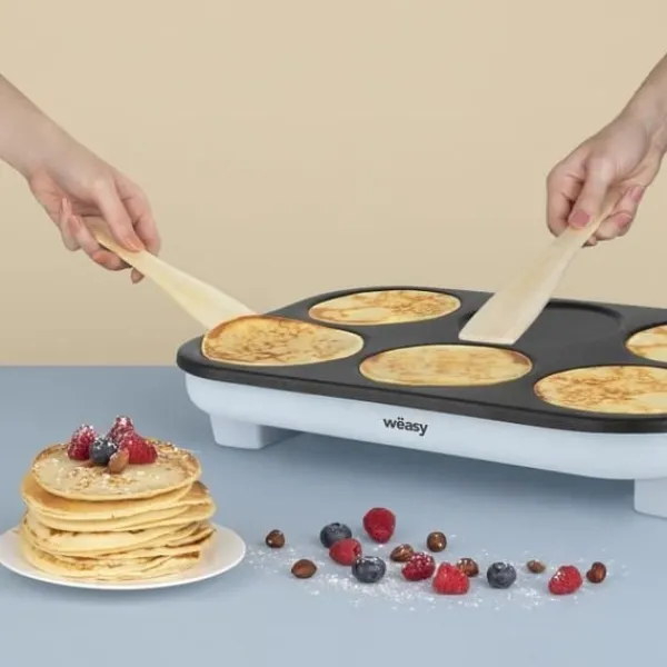 Gryder, Stegepander Og Kasseroller>WEASY Crepe Maker - GOO60 - Crepes og pandekager - 6 huller - Non-stick belægning - Temperatur op til 240°C - 1500W