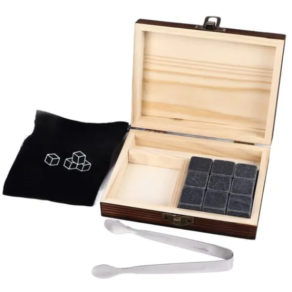 Whiskysten>Whisky Stones Terningformet granitkølende Whisky Rocks Sæt Genanvendeligt Hurtigttørrende Whisky Stones med fyrreæske