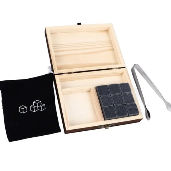 Whiskysten>Whisky Stones Terningformet granitkølende Whisky Rocks Sæt Genanvendeligt Hurtigttørrende Whisky Stones med fyrreæske