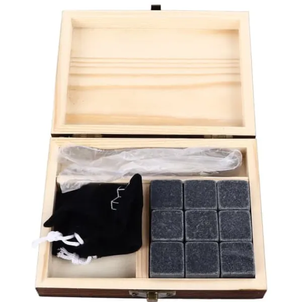 Whiskysten>Whisky Stones Terningformet granitkølende Whisky Rocks Sæt Genanvendeligt Hurtigttørrende Whisky Stones med fyrreæske