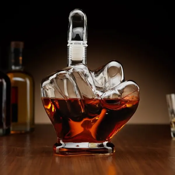 Karafler>Whiskykaraffel med langfinger til alkohol sjov gave til en fyr