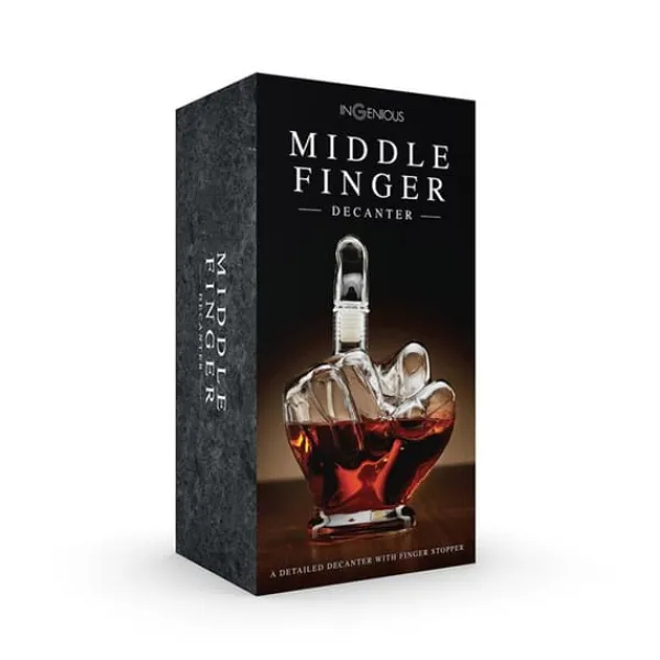 Karafler>Whiskykaraffel med langfinger til alkohol sjov gave til en fyr