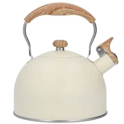 Whistling Kettle tekanna i rostfritt stål 2,5 L Whistling tekanna Ergonomiskt handtag Tekanna Beige New