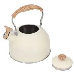Whistling Kettle tekanna i rostfritt stål 2,5 L Whistling tekanna Ergonomiskt handtag Tekanna Beige New