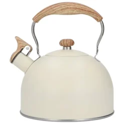 Whistling Kettle tekanna i rostfritt stål 2,5 L Whistling tekanna Ergonomiskt handtag Tekanna Beige New