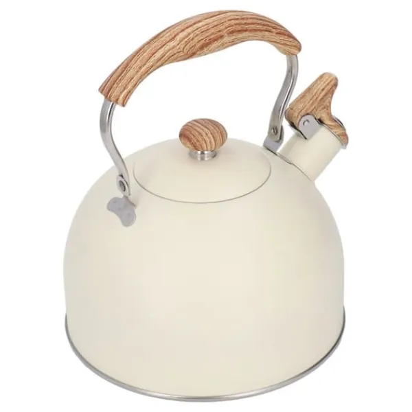 Whistling Kettle tekanna i rostfritt stål 2,5 L Whistling tekanna Ergonomiskt handtag Tekanna Beige New