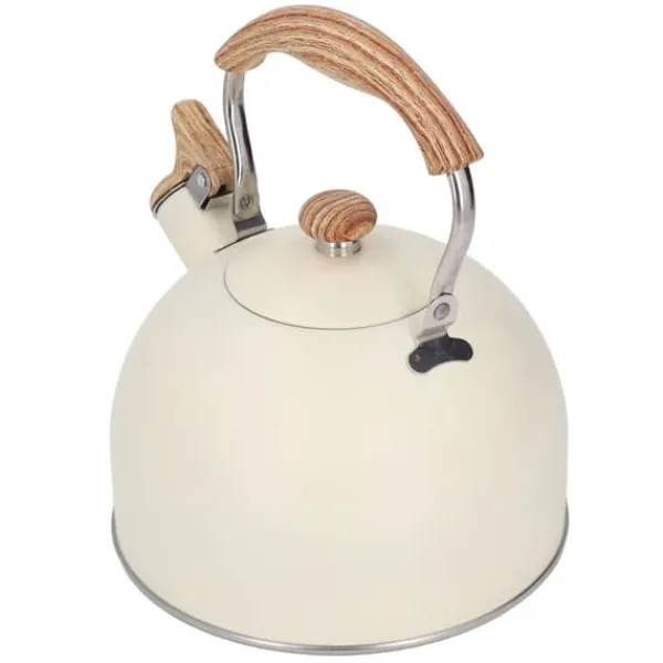 Whistling Kettle tekanna i rostfritt stål 2,5 L Whistling tekanna Ergonomiskt handtag Tekanna Beige New