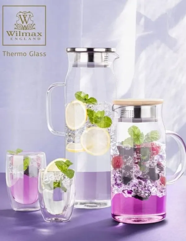 Karafler>Wilmax glaskaraffel 1,5 l i borosilikatglas, filter og stållåg
