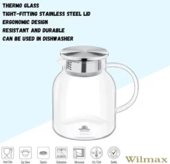 Wilmax glaskaraffel 1 L i borosilikatglas, stållåg Outlet