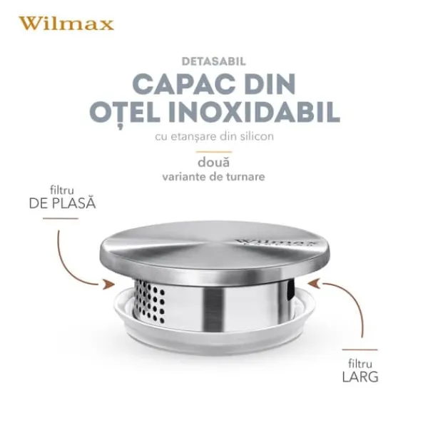 Wilmax Stor 2,5 L Borosilikatglaskande med metallåg Discount