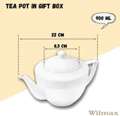Wilmax tekande i hvidt porcelæn 900 ml – klassisk kande med låg, opvaskemaskinesikker og egnet til mikroovn Best
