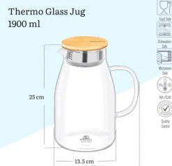 Wilmax varmefast glaskaraffel 2,1 l, stållåg Hot