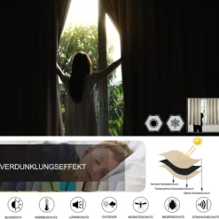 WOLTU 2 stk. sæt gardiner, mørklægningsgardiner med rynkebånd til skinne, 250 g/m² tunge mørklægningsgardiner, termogardiner, kuldebeskyttelse, lystætte til stue | CDON Best
