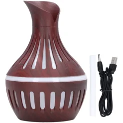 Wood Grain Luftfuktare USB Liten Vas Nattljus Mute Luftfuktare Aromaterapi Maskin 300ml Sale