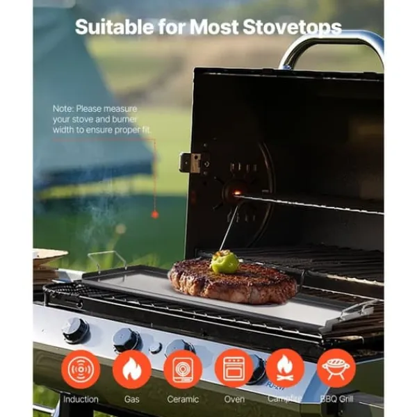 32x14 Flat Top Grill, Universal BBQ Grillpande i Kulstål, Køkkengrej New