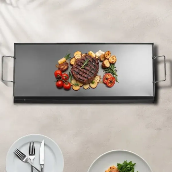 32x14 Flat Top Grill, Universal BBQ Grillpande i Kulstål, Køkkengrej New