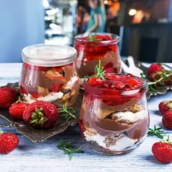 Opbevaringsdåser>12x Glaskrukker Krukker Beholdere Kopper Yoghurtkopper Desserter 200ml