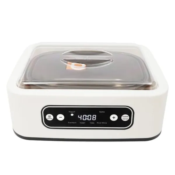 Yogurtmaskiner>Yoghurtmaskine - Elektrisk - 1,6 L - 9 Kopper 100 ml - LED-display - Touch betjening - 20 W 220 V 50 Hz EU-stik - 304 Rustfrit stål/glas - Hvid