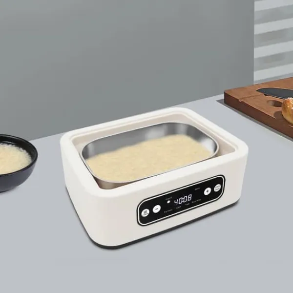 Yogurtmaskiner>Yoghurtmaskine - Elektrisk - 1,6 L - 9 Kopper 100 ml - LED-display - Touch betjening - 20 W 220 V 50 Hz EU-stik - 304 Rustfrit stål/glas - Hvid